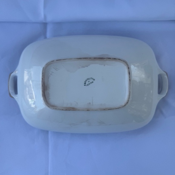 Carrollton China Covered Casserole Dish, Elegant Gold & Blue Lidded Serving Dish - Picture 6 of 7